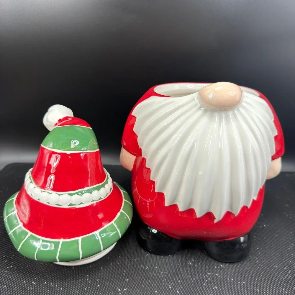 Pier 1 Imports Christmas Gnome Cookie Jar Container Dolomite Holiday 11inch NEW